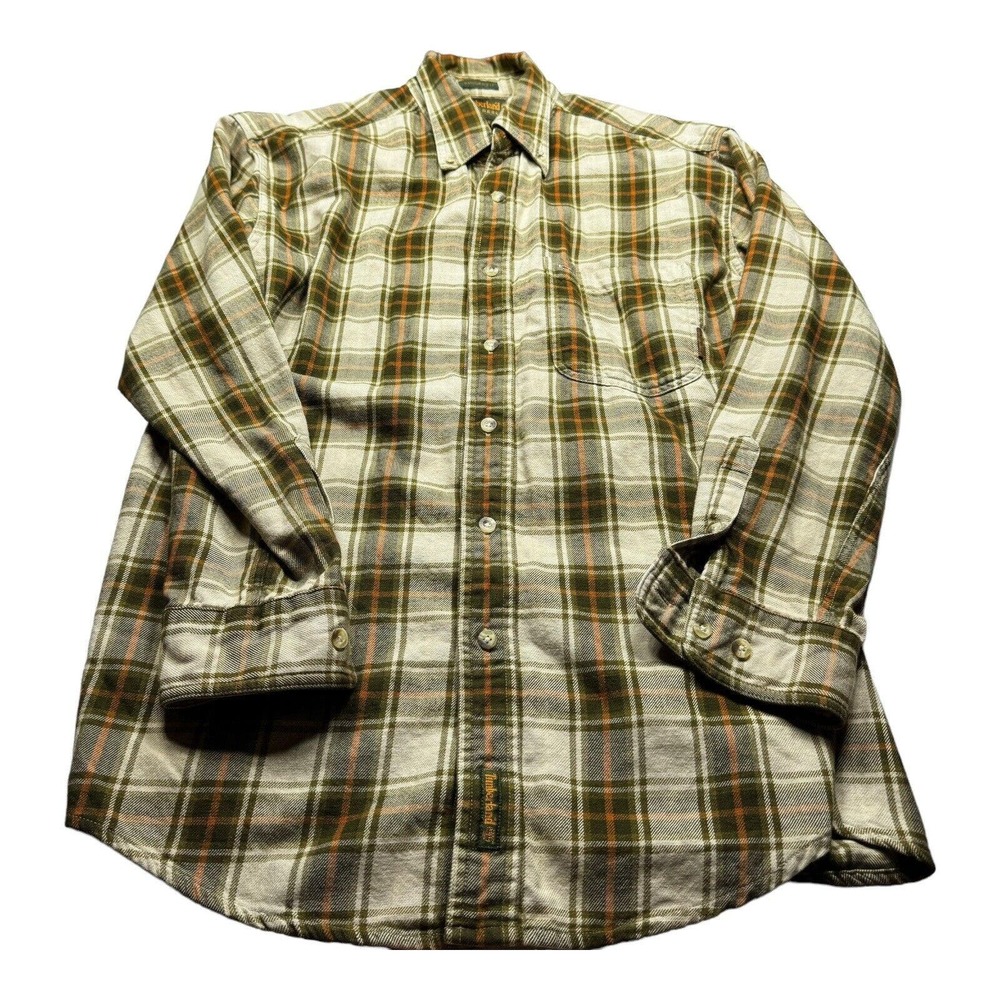 Timberland Adult Long Sleeve Size Medium Flannel Plaid Thermal Rugged Fit Y2K